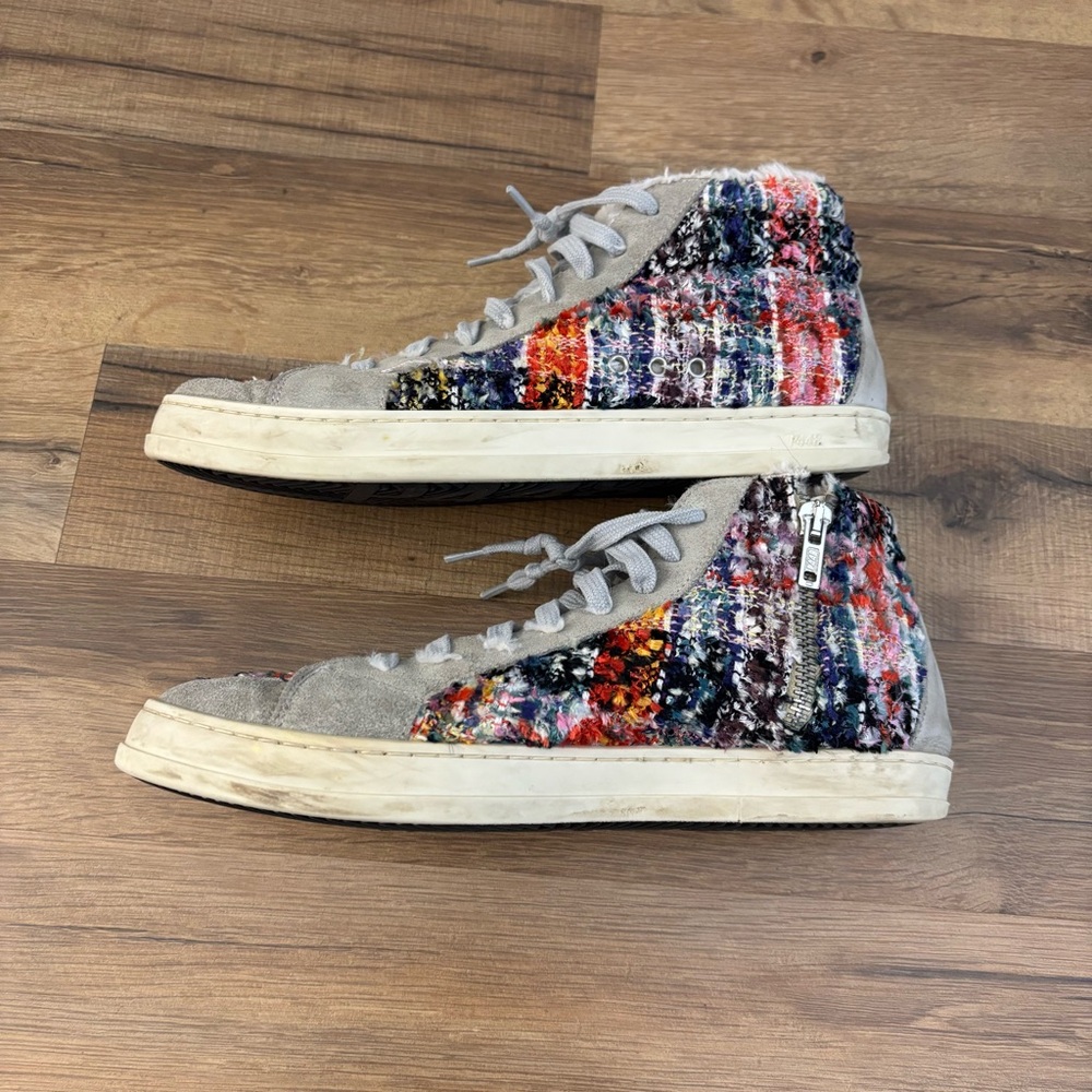 P448 Faux Fur Multicolor High Top Suede Sneakers Women’s - Picture 11 of 11